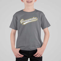 Geauxmaha Vintage Throwback Design T Shirt For Kid Purple and Gold Baseball Fan - Wonder Print Shop