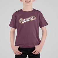 Geauxmaha Vintage Throwback Design T Shirt For Kid Purple and Gold Baseball Fan - Wonder Print Shop