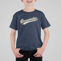 Geauxmaha Vintage Throwback Design T Shirt For Kid Purple and Gold Baseball Fan - Wonder Print Shop