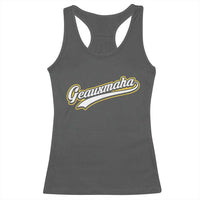 Geauxmaha Vintage Throwback Design Racerback Tank Top Purple and Gold Baseball Fan - Wonder Print Shop