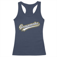 Geauxmaha Vintage Throwback Design Racerback Tank Top Purple and Gold Baseball Fan - Wonder Print Shop