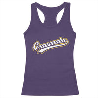 Geauxmaha Vintage Throwback Design Racerback Tank Top Purple and Gold Baseball Fan - Wonder Print Shop