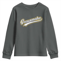 Geauxmaha Vintage Throwback Design Youth Sweatshirt Purple and Gold Baseball Fan - Wonder Print Shop