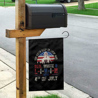 Red White and Livin Happy 4th of July Patriotic Garden Flag Funny Retro Movie Quote You Gotta Keep On Living Man