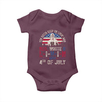 Red White and Livin Happy 4th of July Patriotic Baby Onesie Funny Retro Movie Quote You Gotta Keep On Living Man