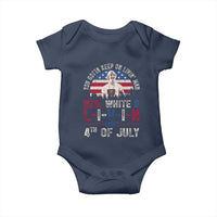 Red White and Livin Happy 4th of July Patriotic Baby Onesie Funny Retro Movie Quote You Gotta Keep On Living Man