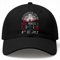 Red White and Livin Happy 4th of July Patriotic Baseball Cap Funny Retro Movie Quote You Gotta Keep On Living Man