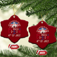 Red White and Livin Happy 4th of July Patriotic Ceramic Ornament Funny Retro Movie Quote You Gotta Keep On Living Man