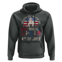 Red White and Livin Happy 4th of July Patriotic Hoodie Funny Retro Movie Quote You Gotta Keep On Living Man