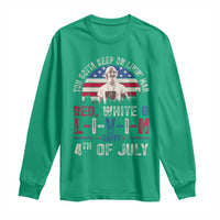 Red White and Livin Happy 4th of July Patriotic Long Sleeve Shirt Funny Retro Movie Quote You Gotta Keep On Living Man