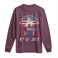 Red White and Livin Happy 4th of July Patriotic Long Sleeve Shirt Funny Retro Movie Quote You Gotta Keep On Living Man