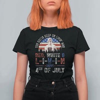 Red White and Livin Happy 4th of July Patriotic T Shirt For Women Funny Retro Movie Quote You Gotta Keep On Living Man