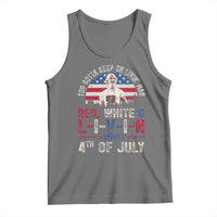 Red White and Livin Happy 4th of July Patriotic Tank Top Funny Retro Movie Quote You Gotta Keep On Living Man