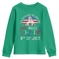 Red White and Livin Happy 4th of July Patriotic Youth Sweatshirt Funny Retro Movie Quote You Gotta Keep On Living Man