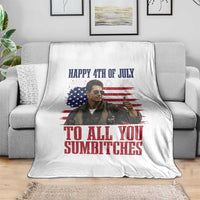 Happy 4th of July To All You Sumbitches Patriotic Graphic Throw Blanket Funny Fighter Pilot Retro Action Movie Humor Inspo