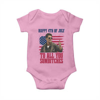 Happy 4th of July To All You Sumbitches Patriotic Graphic Baby Onesie Funny Fighter Pilot Retro Action Movie Humor Inspo