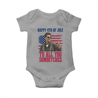 Happy 4th of July To All You Sumbitches Patriotic Graphic Baby Onesie Funny Fighter Pilot Retro Action Movie Humor Inspo