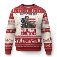 Happy 4th of July To All You Sumbitches Patriotic Graphic Ugly Christmas Sweater Funny Fighter Pilot Retro Action Movie Humor Inspo