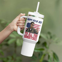 Happy 4th of July To All You Sumbitches Patriotic Graphic Tumbler With Handle Funny Fighter Pilot Retro Action Movie Humor Inspo