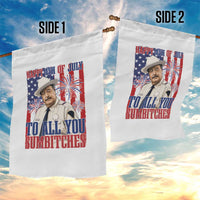 Happy 4th of July To All You Sumbitches Funny Sheriff Patriotic Graphic Garden Flag Retro Movie Quote Inspo Country Humor