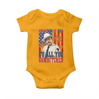 Happy 4th of July To All You Sumbitches Funny Sheriff Patriotic Graphic Baby Onesie Retro Movie Quote Inspo Country Humor