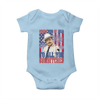 Happy 4th of July To All You Sumbitches Funny Sheriff Patriotic Graphic Baby Onesie Retro Movie Quote Inspo Country Humor