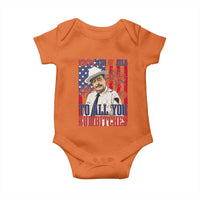 Happy 4th of July To All You Sumbitches Funny Sheriff Patriotic Graphic Baby Onesie Retro Movie Quote Inspo Country Humor
