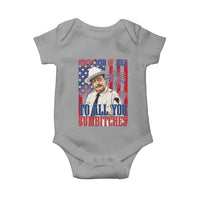 Happy 4th of July To All You Sumbitches Funny Sheriff Patriotic Graphic Baby Onesie Retro Movie Quote Inspo Country Humor