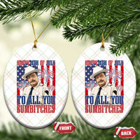 Happy 4th of July To All You Sumbitches Funny Sheriff Patriotic Graphic Ceramic Ornament Retro Movie Quote Inspo Country Humor