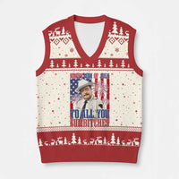 Happy 4th of July To All You Sumbitches Funny Sheriff Patriotic Graphic V-Neck Knit Sweater Vest Retro Movie Quote Inspo Country Humor
