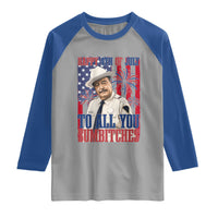 Happy 4th of July To All You Sumbitches Funny Sheriff Patriotic Graphic Raglan Shirt Retro Movie Quote Inspo Country Humor