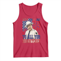 Happy 4th of July To All You Sumbitches Funny Sheriff Patriotic Graphic Tank Top Retro Movie Quote Inspo Country Humor