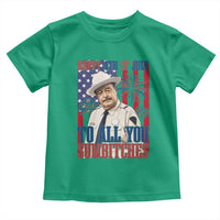 Happy 4th of July To All You Sumbitches Funny Sheriff Patriotic Graphic Toddler T Shirt Retro Movie Quote Inspo Country Humor