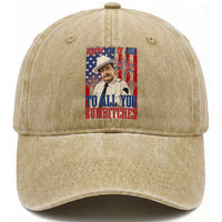 Happy 4th of July To All You Sumbitches Funny Sheriff Patriotic Graphic Washed Cotton Baseball Cap Retro Movie Quote Inspo Country Humor