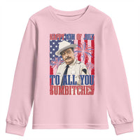 Happy 4th of July To All You Sumbitches Funny Sheriff Patriotic Graphic Youth Sweatshirt Retro Movie Quote Inspo Country Humor