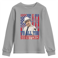Happy 4th of July To All You Sumbitches Funny Sheriff Patriotic Graphic Youth Sweatshirt Retro Movie Quote Inspo Country Humor