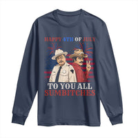 Happy 4th of July To All You Sumbitches Country Humor Long Sleeve Shirt Vintage Southern Cowboy Patriotic Graphic