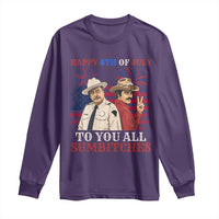 Happy 4th of July To All You Sumbitches Country Humor Long Sleeve Shirt Vintage Southern Cowboy Patriotic Graphic