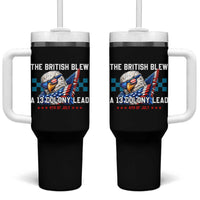 The British Blew A 13 Colony Lead Dabbing Eagle Tumbler With Handle Funny Patriotic 4th of July History Humor Graphic