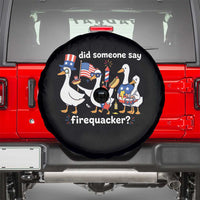 Funny Patriotic Duck Family 4th of July Fireworks Spare Tire Cover Did Someone Say Firequacker Word Pun Cute Graphic
