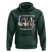 Funny Patriotic Duck Family 4th of July Fireworks Hoodie Did Someone Say Firequacker Word Pun Cute Graphic