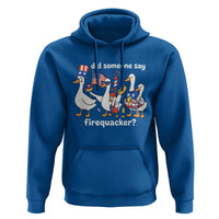 Funny Patriotic Duck Family 4th of July Fireworks Hoodie Did Someone Say Firequacker Word Pun Cute Graphic