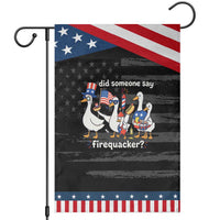 Funny Duck Family 4th of July Fireworks Patriotic Garden Flag Did Someone Say Firequacker Word Pun Cute Graphic
