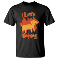 Hot Dog T Shirt I Love Hot Dog Funny Dog On Fire Meme Dog Puns - Wonder Print Shop