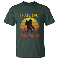 Funny Bigfoot T Shirt I Hate You This Much Middle Finger Sarcastic Sasquatch Retro Sunset - Wonder Print Shop