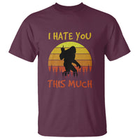 Funny Bigfoot T Shirt I Hate You This Much Middle Finger Sarcastic Sasquatch Retro Sunset - Wonder Print Shop