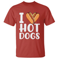 Hot Dog T Shirt I Heart Hot Dogs Frankfurter Wiener Frank Sausage Bun Hotdog - Wonder Print Shop