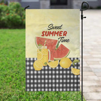 Sweet Summer Time Watermelon Lemon Mason Jar Gingham Garden Flag Rustic Country Aesthetics