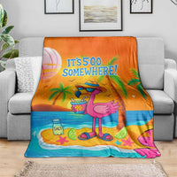 It’s 5 Somewhere Flamingo Tropical Beach Vacation Throw Blanket Oasis Summer Vibes
