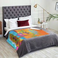 It’s 5 Somewhere Flamingo Tropical Beach Vacation Throw Blanket Oasis Summer Vibes